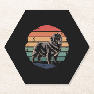 Retro Newfoundland Hondenliefhebber Cadeaus voor Kartonnen Onderzetters