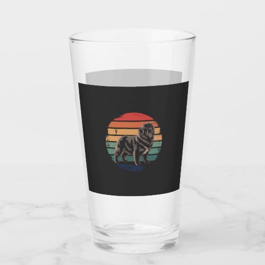 Retro Newfoundland Vintage Hondenliefhebber Cadeau Glas (Voorkant)