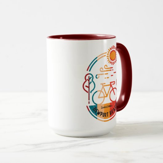 Retro Newport Beach Bike Trail Mok (Voorkant rechts)