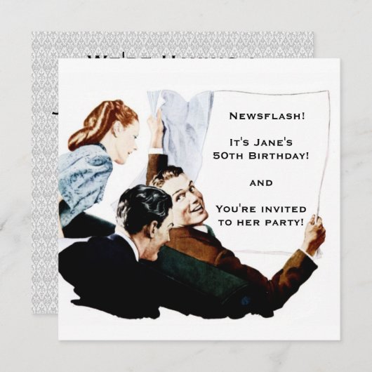 Retro Newspaper 1950 Kaart (Voorkant / Achterkant)