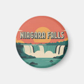 Retro Niagara Falls Sunset Keychain  Magneet (Voorkant)