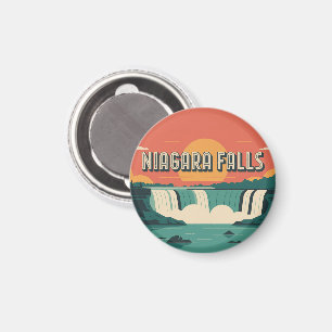 Retro Niagara Falls Zonsondergang Sleutelhanger Magneet