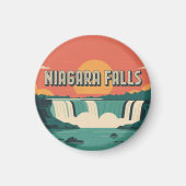 Retro Niagara Falls Zonsondergang Sleutelhanger  Magneet (Voorkant)