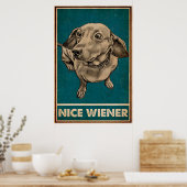 Retro Nice Butt Dachshund-hond grappige citaten Poster (Keuken)