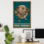 Retro Nice Butt Dachshund-hond grappige citaten Poster (Thuiskantoor)