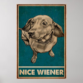 Retro Nice Butt Dachshund-hond grappige citaten Poster