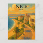Retro Nice Frankrijk Franse Rivièra Promenade Briefkaart (Voorkant)