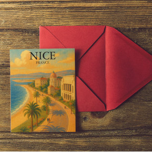 Retro Nice Frankrijk Franse Rivièra Promenade Briefkaart