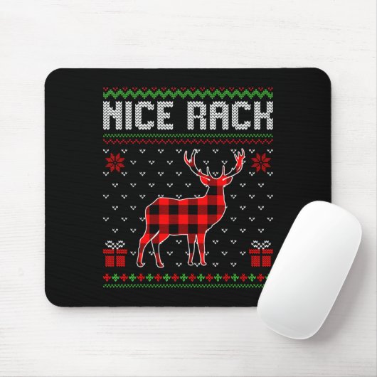 Retro Nice Rack Ugly Christmas Sweater Couples Mat Muismat (Met muis)