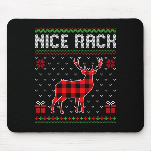 Retro Nice Rack Ugly Christmas Sweater Couples Mat Muismat (Voorkant)