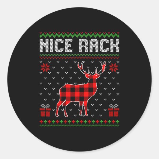 Retro Nice Rack Ugly Christmas Sweater Couples Mat Ronde Sticker (Voorkant)