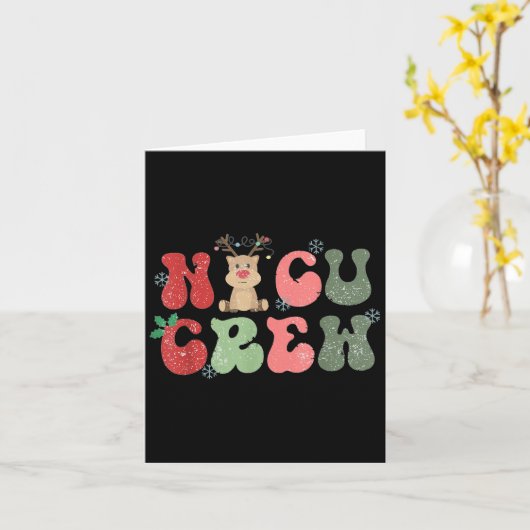 Retro Nicu Crew Christmas Lights Reindeer Neonatal Kaart (Gele Bloem)