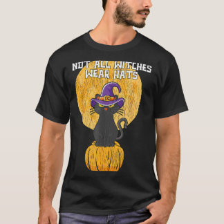Retro Niet Alle Heksen Dragen Haten Zwarte Kat Moe T-shirt