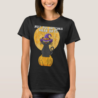 Retro Niet Alle Heksen Dragen Haten Zwarte Kat Moe T-shirt