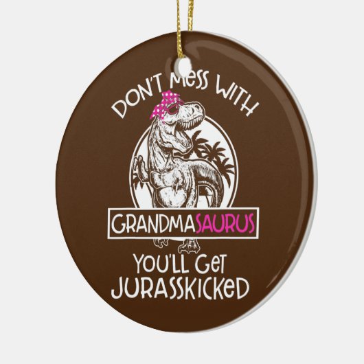 Retro niet met grootmasaurus... keramisch ornament (Links)