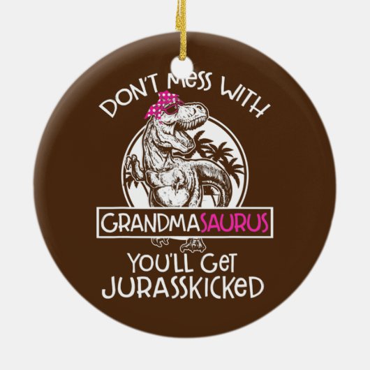 Retro niet met grootmasaurus... keramisch ornament (Achterkant)