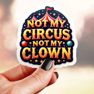 Retro Niet Mijn Circus Clown Sticker