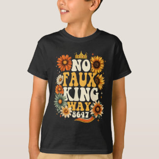 Retro Niet Nep Koning Weg Grappige Retro Zonnebloe T-shirt