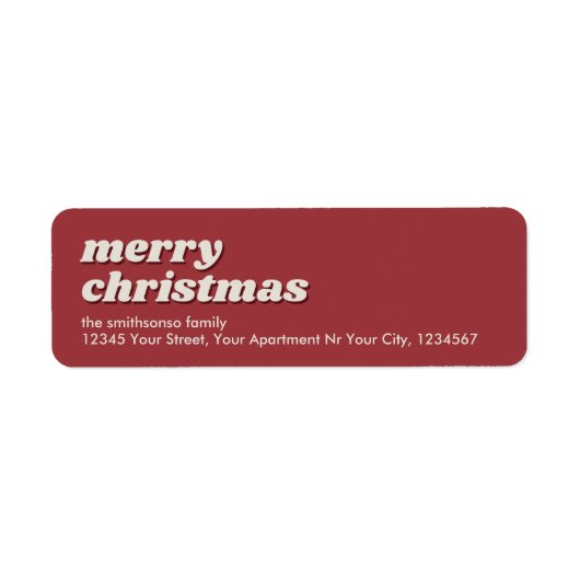 Retro nieuw adres vrolijk kerstfeest etiket (Voorkant)