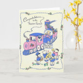 Retro Nieuwe Baby Gefeliciteerd Kaart (Gele Bloem)