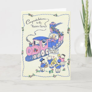 Retro Nieuwe Baby Gefeliciteerd Kaart