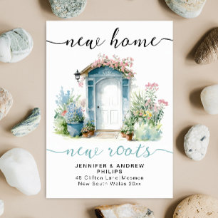 Retro Nieuwe Home Roots Waterverf Huis Kalligrafie Aankondiging