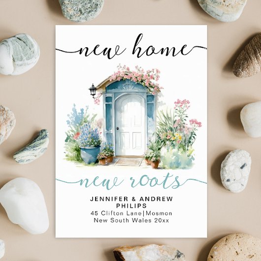 Retro Nieuwe Home Roots Waterverf Huis Kalligrafie Aankondiging