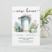 Retro Nieuwe Home Roots Waterverf Huis Kalligrafie Aankondiging (Staand voorkant)