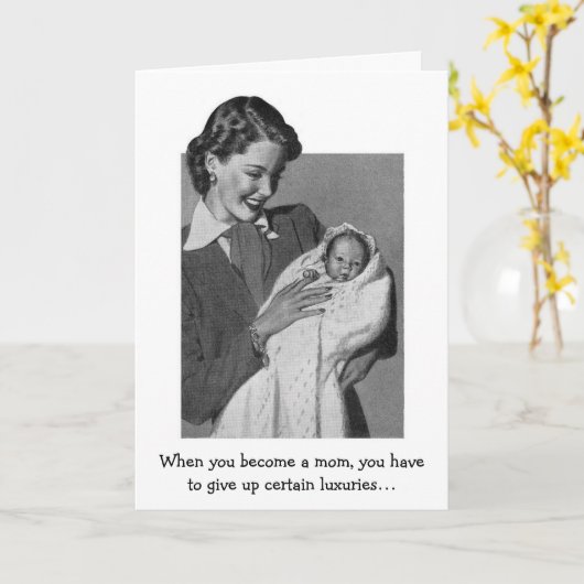 Retro - Nieuwe moeder - Geef luxe op, Kaart (Gele Bloem)