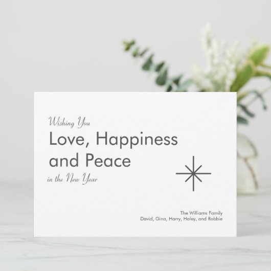 Retro Nieuwjaar 2024 Elegant Grijs Wit Feestdagenkaart (Staand voorkant)