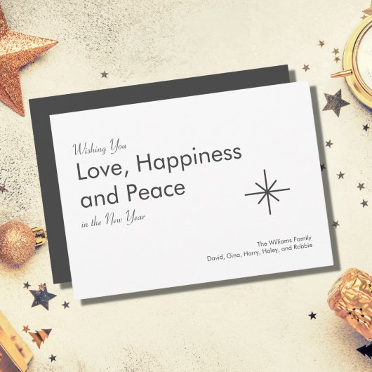 Retro Nieuwjaar 2024 Elegant Grijs Wit Feestdagenkaart