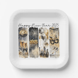 Retro Nieuwjaar 2025 Papieren Bordje