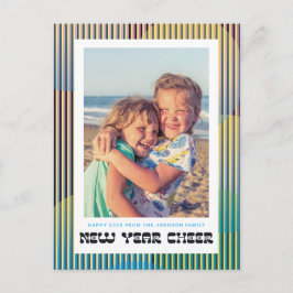 Retro Nieuwjaar Cheer Foto Briefkaart