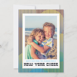 Retro Nieuwjaar Cheer Fotokaart Feestdagenkaart