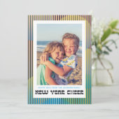 Retro Nieuwjaar Cheer Fotokaart Feestdagenkaart (Staand voorkant)