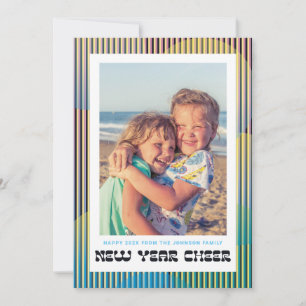 Retro Nieuwjaar Cheer Fotokaart Feestdagenkaart