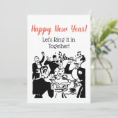 Retro Nieuwjaar Koppels Vieren Ad Art Kaart (Staand voorkant)