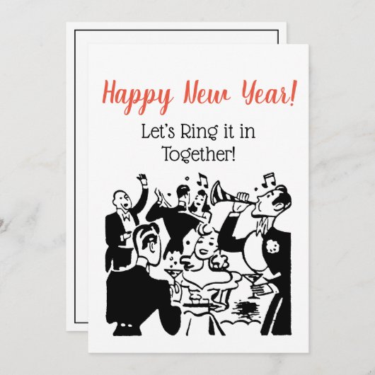 Retro Nieuwjaar Koppels Vieren Ad Art Kaart (Voorkant / Achterkant)