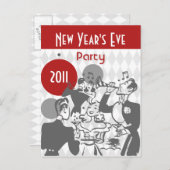 Retro Nieuwjaarsfeest Briefkaart (Voorkant / Achterkant)