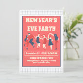 Retro Nieuwjaarsfeest uitnodiging (Staand voorkant)