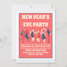 Retro Nieuwjaarsfeest uitnodiging