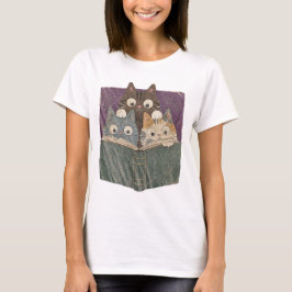 Retro Nieuwsgierige Lezende Katten Grafische T-shi T-shirt