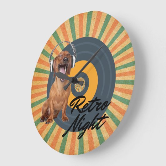 Retro Night Dog Muziek Grote Klok (Hoek)