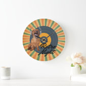 Retro Night Dog Muziek Grote Klok (Huis)