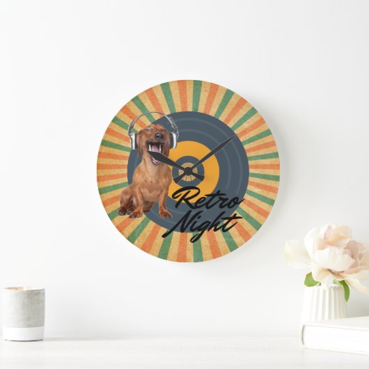Retro Night Dog Muziek Grote Klok (Huis)