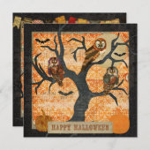 Retro Night Owls Halloween Invitation Kaart (Voorkant / Achterkant)