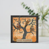 Retro Night Owls Halloween Invitation Kaart (Staand voorkant)