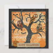 Retro Night Owls Halloween Invitation Kaart (Voorkant)
