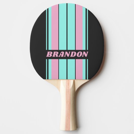 Retro Night Prism Board Stripes met naam Tafeltennisbatje (Voorkant)