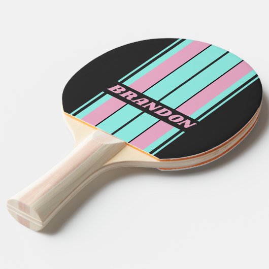 Retro Night Prism Board Stripes met naam Tafeltennisbatje (Voorkant Gekanteld)